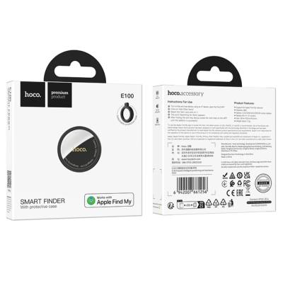 Hoco Tag E100 Anti-Lost Device Μόνο για iOS Συμβατό με Apple Find My Network με Προστατευτική Θήκη με Υποδοχή για Λουράκι Μαύρο