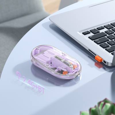 Bluetooth Ποντίκι Hoco GM35 General Wireless με 5  Πλήκτρα DPI 1600 Μωβ Διάφανο