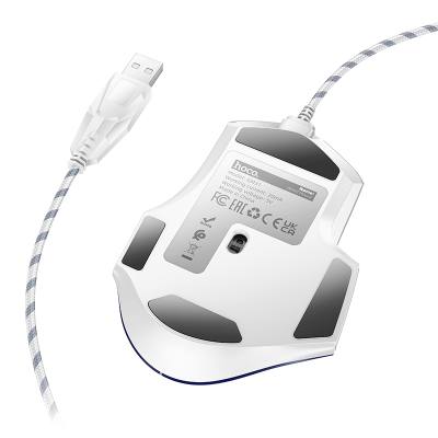 Ενσύρματο Ποντίκι Gaming Hoco  GM31 Overlord με 7  Πλήκτρα, Φωτισμό, 3600 DPI Λευκό-Μπλέ