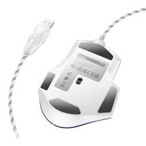 Ενσύρματο Ποντίκι Gaming Hoco  GM31 Overlord με 7  Πλήκτρα, Φωτισμό, 3600 DPI Λευκό-Μπλέ