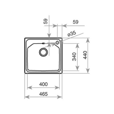 Νεροχύτης Inox TEKA 1 Γούρνα  για Ένθετη Τοποθέτηση 46.5x44cm Premium 1C 11128001
