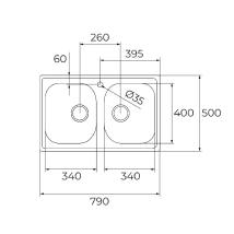 Νεροχύτης Inox TEKA 2 Γούρνες  για Ένθετη Τοποθέτηση 79x50cm STARBRIGHT 80 EASY 115050003