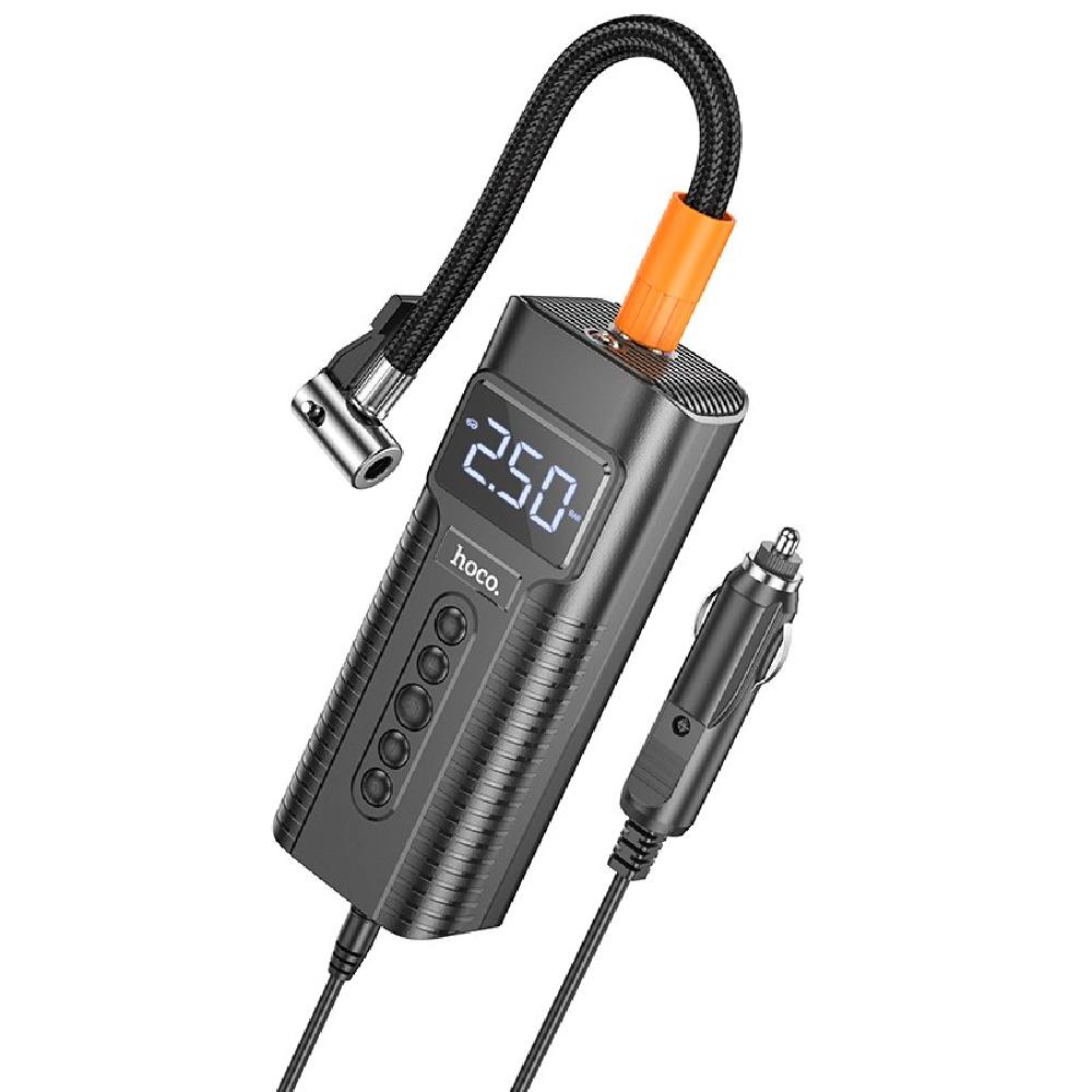 Smart Air Pump Hoco PH55 Roys 2.5 bar Πίεση Αέρα με Led Ένδειξη Λειτουργιών και Led Φακό  Μαύρο