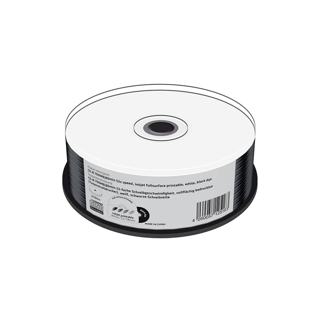 MediaRange CD-R 700MB|80min 52x speed, inkjet fullsurface printable, black dye, Cake 25