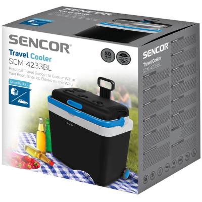 Φορητό Ψυγείο Cooler Sencor SCM 4233BL-EUE3 33L με Λειτουργία Ψύξης - Θέρμανσης και Λαβή Μεταφοράς με Ροδάκια