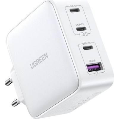 Ugreen Charger 15337 Nexode 3xUSB-C USB-A 3.0 PD3.0 QC4.0 GaN 100W white (15337) (UGR15337)