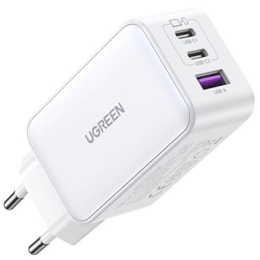 Ugreen Ładowarka sieciowa 15334 Nexode 2xUSB-C USB-A 3.0 PD3.0 QC4.0 GaN 65W biała (15334) (UGR15334)