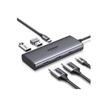 Ugreen Adapter 6w1 CM498 Hub USB do 2x USB-A 3.0 USB-C 3.0 2xHDMI PD (15852) (UGR15852)