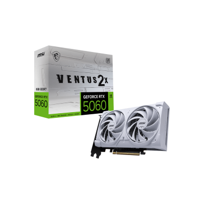 MSI VGA PCI-E NVIDIA GF RTX 5060 8G VENTUS 2X OC WHITE, 8GB/128BIT, GDDR7, HDMI/3xDP, DUAL FAN, 2 SLOT FANSINK, 3YW.