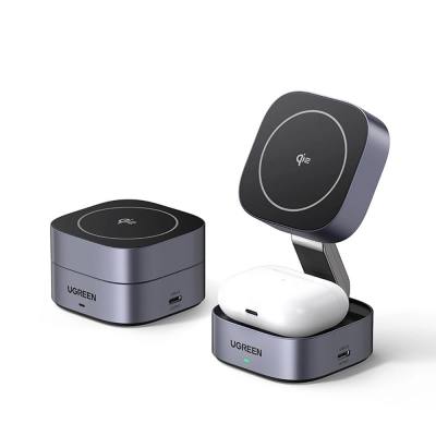 Ugreen Qi2 2-in-1 inductive charger W702 for Iphone AirPods 15W gray (35316) (UGR35316)