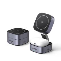 Ugreen Qi2 2-in-1 inductive charger W702 for Iphone AirPods 15W gray (35316) (UGR35316)