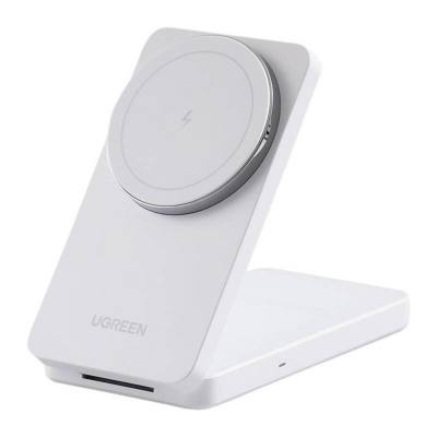 Ugreen W528 2 σε 1 επαγωγικός φορτιστής για iPhone AirPods 20W λευκό (45055) (UGR45055)