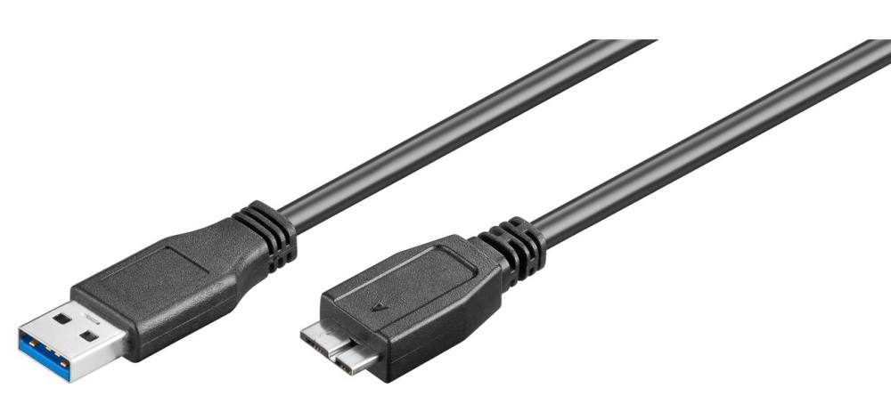 GOOBAY καλώδιο USB 3.0 σε USB 3.0 micro Τype B 95169, 15W, 5Gbps, 1m, μαύρο