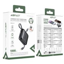 Power Bank Acefast M23 Mini 10000mAh PD22.5W Fast Charging με Ενσωματωμένα Καλώδια 1xUSB-C και 1xLightning και 1xUSB-C Θύρα Μαύρ