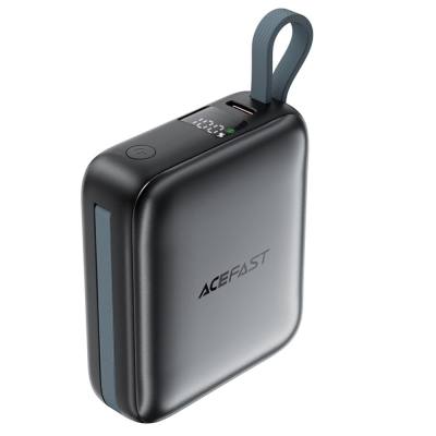 Power Bank Acefast M23 Mini 10000mAh PD22.5W Fast Charging με Ενσωματωμένα Καλώδια 1xUSB-C και 1xLightning και 1xUSB-C Θύρα Μαύρ