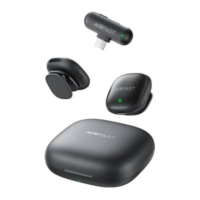 Σετ 2 Μικρόφωνα Πέτου Lavalier Acefast R1 HD AI Μείωση Θορύβου, Ακτίνα 50m και 48hr Διάρκεια Μπαταρίας με USB-C Transmitter και 