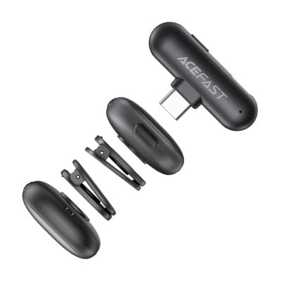 Σετ 2 Μικρόφωνα Πέτου Lavalier Acefast R1 HD AI Μείωση Θορύβου, Ακτίνα 50m και 48hr Διάρκεια Μπαταρίας με USB-C Transmitter και 