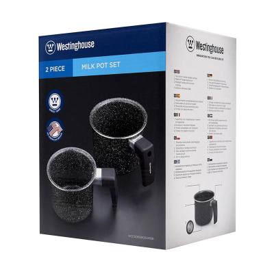 Σετ Κατσαρολάκια Γάλακτος Από Αλουμίνιο Με Αντικολλητική Επίστρωση Μάρμαρου & Γυάλινο Καπάκι 2 Τμχ