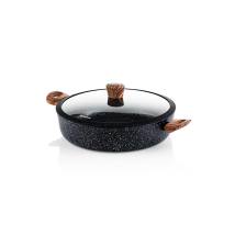 Ρηχή Κατσαρόλα Από Αλουμίνιο 3. 7 Lt / 28 cm Με Αντικολλητική Επίστρωση Μάρμαρου & Γυάλινο Καπάκι