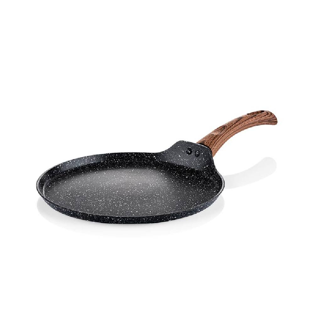 Κρεπιέρα Από Αλουμίνιο Με Αντικολλητική Επίστρωση Μάρμαρου 28 cm & Ξύλινη Λαβή