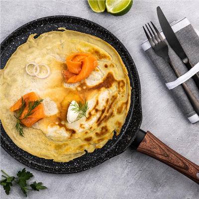 Κρεπιέρα Από Αλουμίνιο Με Αντικολλητική Επίστρωση Μάρμαρου 28 cm & Ξύλινη Λαβή