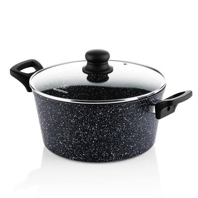 Βαθιά Κατσαρόλα Από Αλουμίνιο 7. 1 Lt / 28 cm Με Αντικολλητική Επίστρωση Μάρμαρου & Γυάλινο Καπάκι