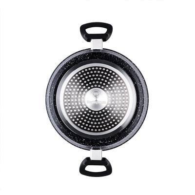 Βαθιά Κατσαρόλα Από Αλουμίνιο 7. 1 Lt / 28 cm Με Αντικολλητική Επίστρωση Μάρμαρου & Γυάλινο Καπάκι