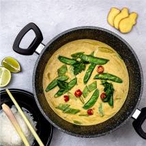 Βαθιά Κατσαρόλα Από Αλουμίνιο 7. 1 Lt / 28 cm Με Αντικολλητική Επίστρωση Μάρμαρου & Γυάλινο Καπάκι