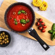 Κατσαρολάκι Γάλακτος Από Αλουμίνιο Με Αντικολλητική Επίστρωση Μαρμάρου 1. 7 Lt / 18 cm & Γυάλινο Καπάκι