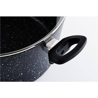 Βαθιά Κατσαρόλα Από Αλουμίνιο 4. 3 Lt / 24 cm Με Αντικολλητική Επίστρωση Μαρμάρου & Γυάλινο Καπάκι