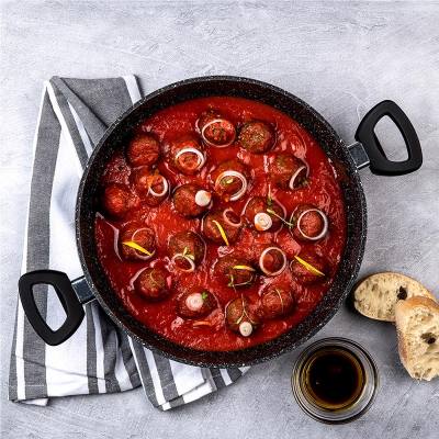 Ρηχή Κατσαρόλα Από Αλουμίνιο 3. 7 Lt / 28 cm Με Αντικολλητική Επίστρωση Μάρμαρου & Γυάλινο Καπάκι