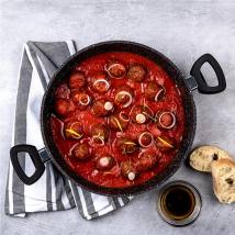 Ρηχή Κατσαρόλα Από Αλουμίνιο 3. 7 Lt / 28 cm Με Αντικολλητική Επίστρωση Μάρμαρου & Γυάλινο Καπάκι