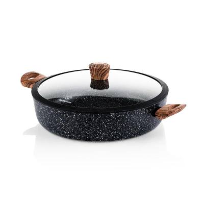 Ρηχή Κατσαρόλα Από Αλουμίνιο 5. 2 Lt / 32 cm Με Αντικολλητική Επίστρωση Μάρμαρου & Γυάλινο Καπάκι