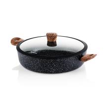 Ρηχή Κατσαρόλα Από Αλουμίνιο 5. 2 Lt / 32 cm Με Αντικολλητική Επίστρωση Μάρμαρου & Γυάλινο Καπάκι