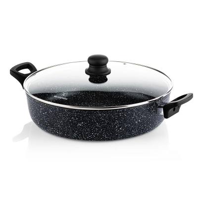 Ρηχή Κατσαρόλα Από Αλουμίνιο 5. 2 Lt / 32 cm Με Αντικολλητική Επίστρωση Μάρμαρου & Γυάλινο Καπάκι