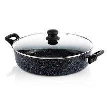 Ρηχή Κατσαρόλα Από Αλουμίνιο 5. 2 Lt / 32 cm Με Αντικολλητική Επίστρωση Μάρμαρου & Γυάλινο Καπάκι