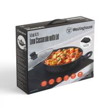 Ρηχή Κατσαρόλα Από Αλουμίνιο 5. 2 Lt / 32 cm Με Αντικολλητική Επίστρωση Μάρμαρου & Γυάλινο Καπάκι