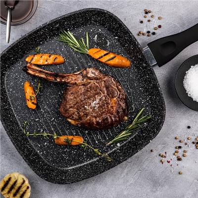 Γριλιέρα 28 cm από Αλουμίνιο με Αντικολλητική Επίστρωση Μάρμαρου 