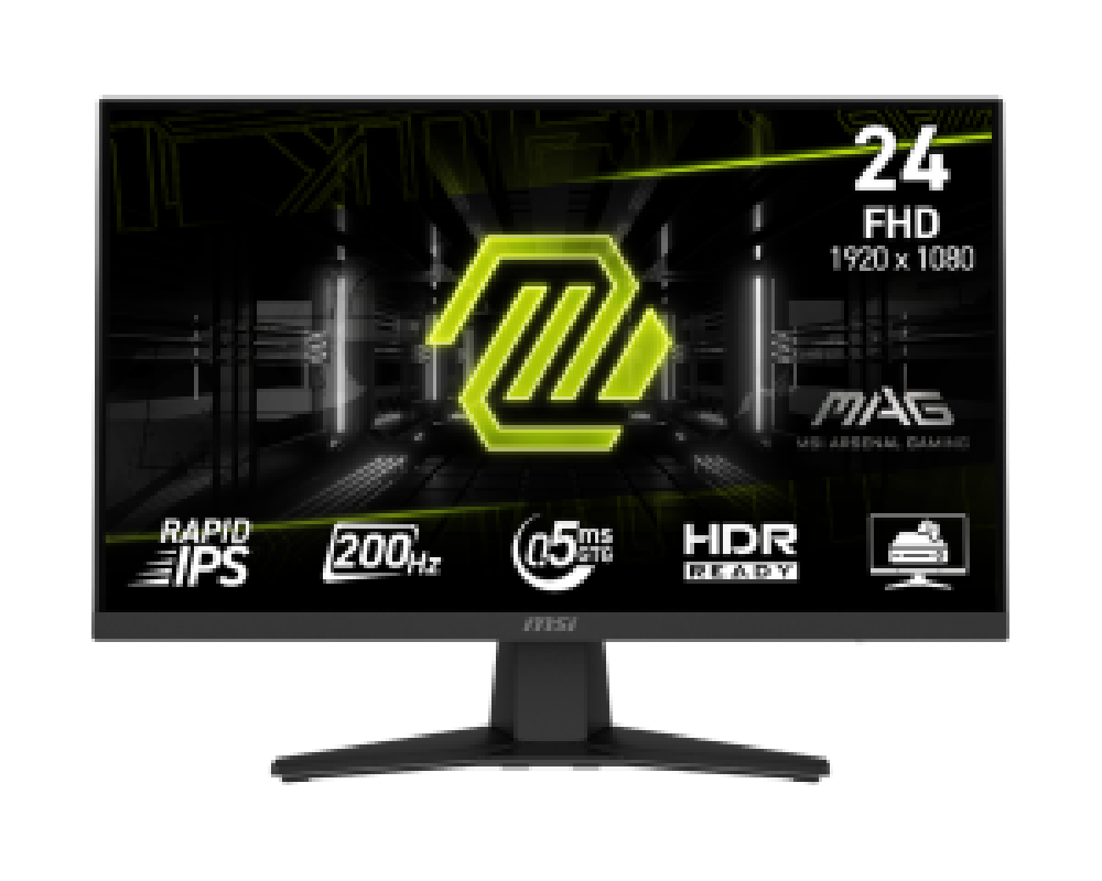 MSI MONITOR GAMING MAG 244F, FLAT IPS FHD, 24", 16:9, 300CD/M2, 100.000.000:1, 0.5MS, 200Hz, 1920x1080, HDMI/ DP/ HP OUT, TILT, 