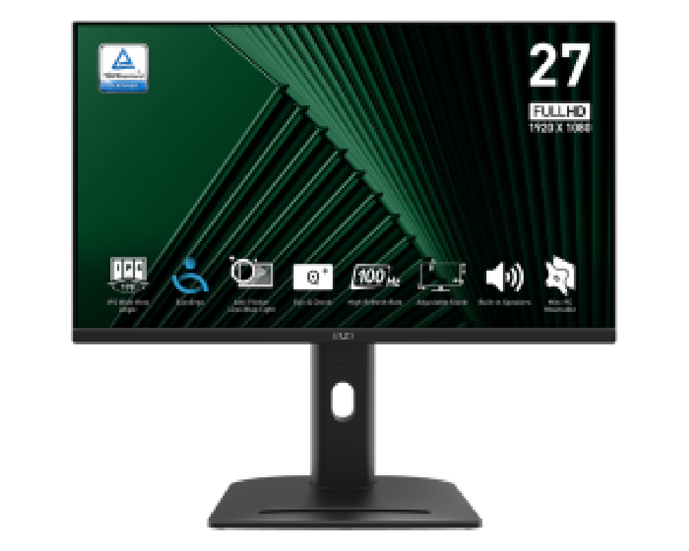 MSI MONITOR PRO MP275PG, FLAT IPS FHD, 27", 16:9, 300 CD/M2, 1000:1, 1MS, 100Hz, 1920x1080, HDMI/ DP/ VGA/ HP OUT, 2X2W SPEAKERS