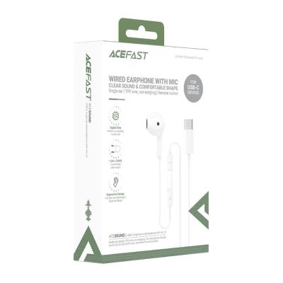 Hands Free Acefast L9 Μονό Ακουστικό USB-C με HD Μικρόφωνο Συμβατά με Όλες τις Συσκευές USB-C Λευκό 1.2m
