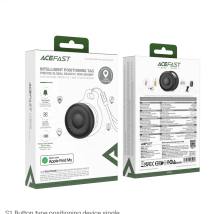 Acefast Tag S1 Anti-Lost Tracker Μόνο για iOS Συμβατό με Apple Find My Network με Προστατευτική Θήκη και Υποδοχή για Λουράκι Μαύ