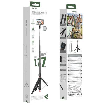 Selfie Stick/Τρίποδο Acefast E3 για Συσκευές 4.5"-7.0" Επεκτεινόμενο έως 1.77m με Τηλεχειριστήριο Μαύρο