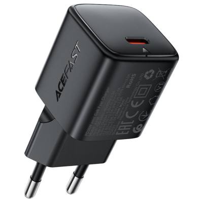 Φορτιστής Ταξιδίου Acefast A118 Mini Fast Charging 1xUSB-C PD30W QC3.0 GaN Μαύρος
