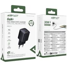 Φορτιστής Ταξιδίου Acefast A118 Mini Fast Charging 1xUSB-C PD30W QC3.0 GaN Μαύρος