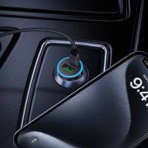 Φορτιστής Αυτοκινήτου Acefast B15 1xUSB-C 1xUSB-A PD65W QC3.0 Αλουμινένιος με Φωτισμό Γκρι