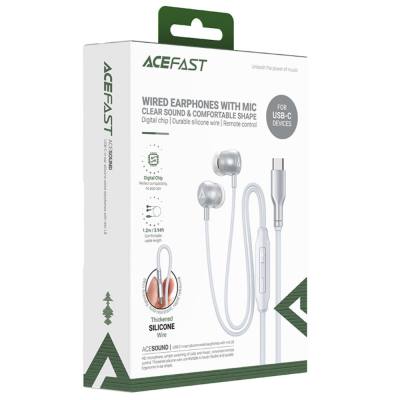 Hands Free Acefast L8 Earphones Stereo USB-C με Μικρόφωνο 1.2m Γκρι Συμβατά με Όλες τις Συσκευές USB-C