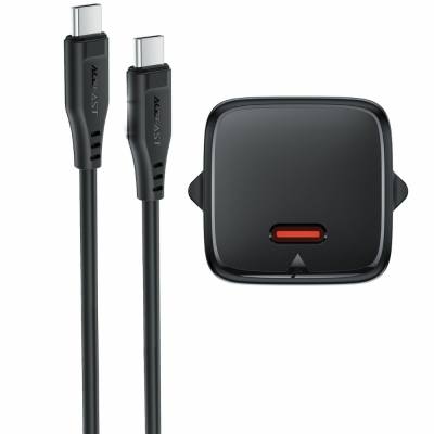 Φορτιστής Ταξιδίου Acefast A118 Mini Fast Charging 1xUSB-C PD30W QC3.0 GaN με USB-C σε USB-C Καλώδιο 1.2m Μαύρος