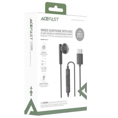 Hands Free Acefast L9 Μονό Ακουστικό USB-C με HD Μικρόφωνο Συμβατά με Όλες τις Συσκευές USB-C Μαύρα 1.2m