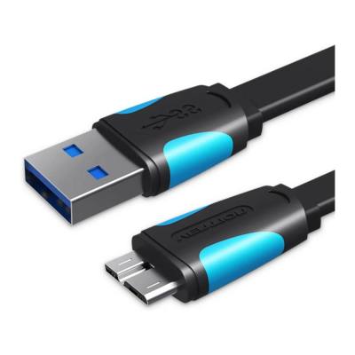VENTION Flat USB 3.0 A Male to Micro B Male Cable 0.25M Black (VAS-A12-B025) (VENVAS-A12-B025)